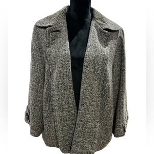 Dress Barn Woman’s Blazer Style Tweed Black and Cream Jacket